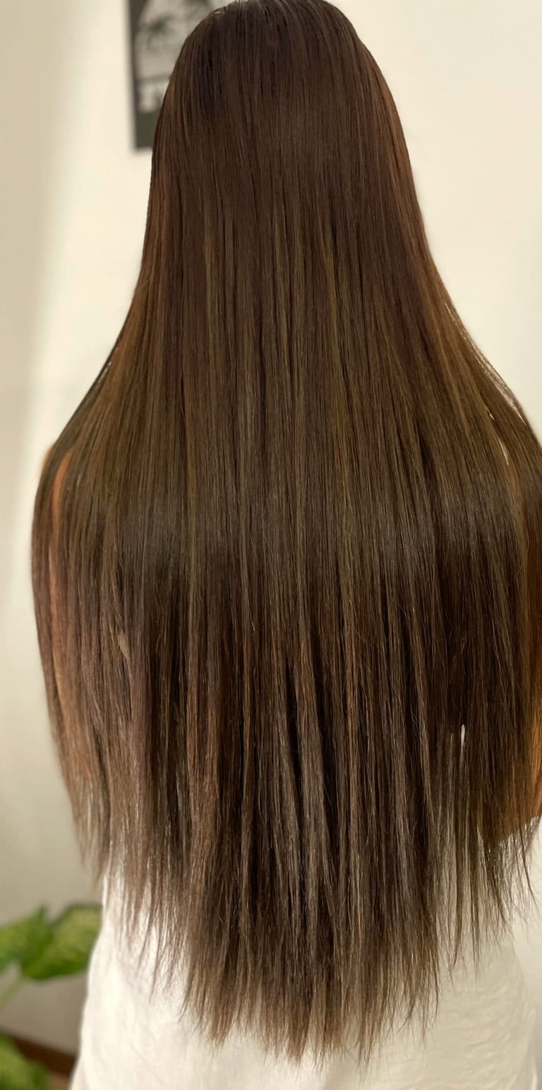 After - Keratin Bond Hair Extensions – Chocolate Brown – Hornchurch Client – Added 24 Inches of Glossy Volume