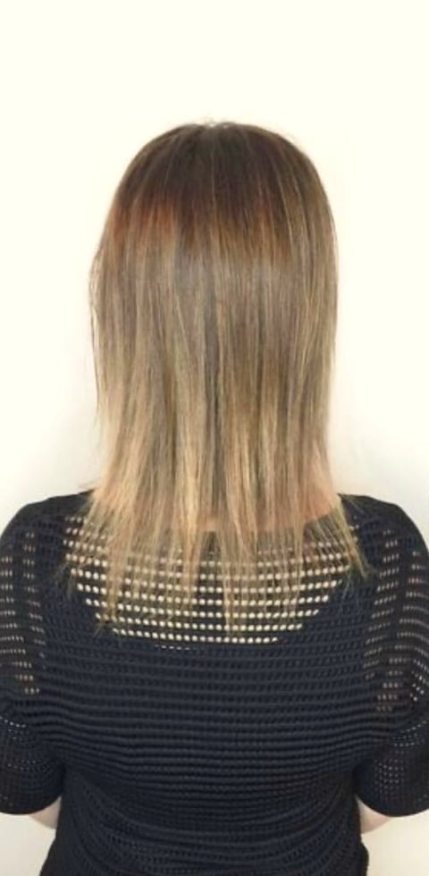 Before - Keratin Bond Hair Extensions – Honey Balayage – Stratford Client – Added 24 Inches of Natural Movement