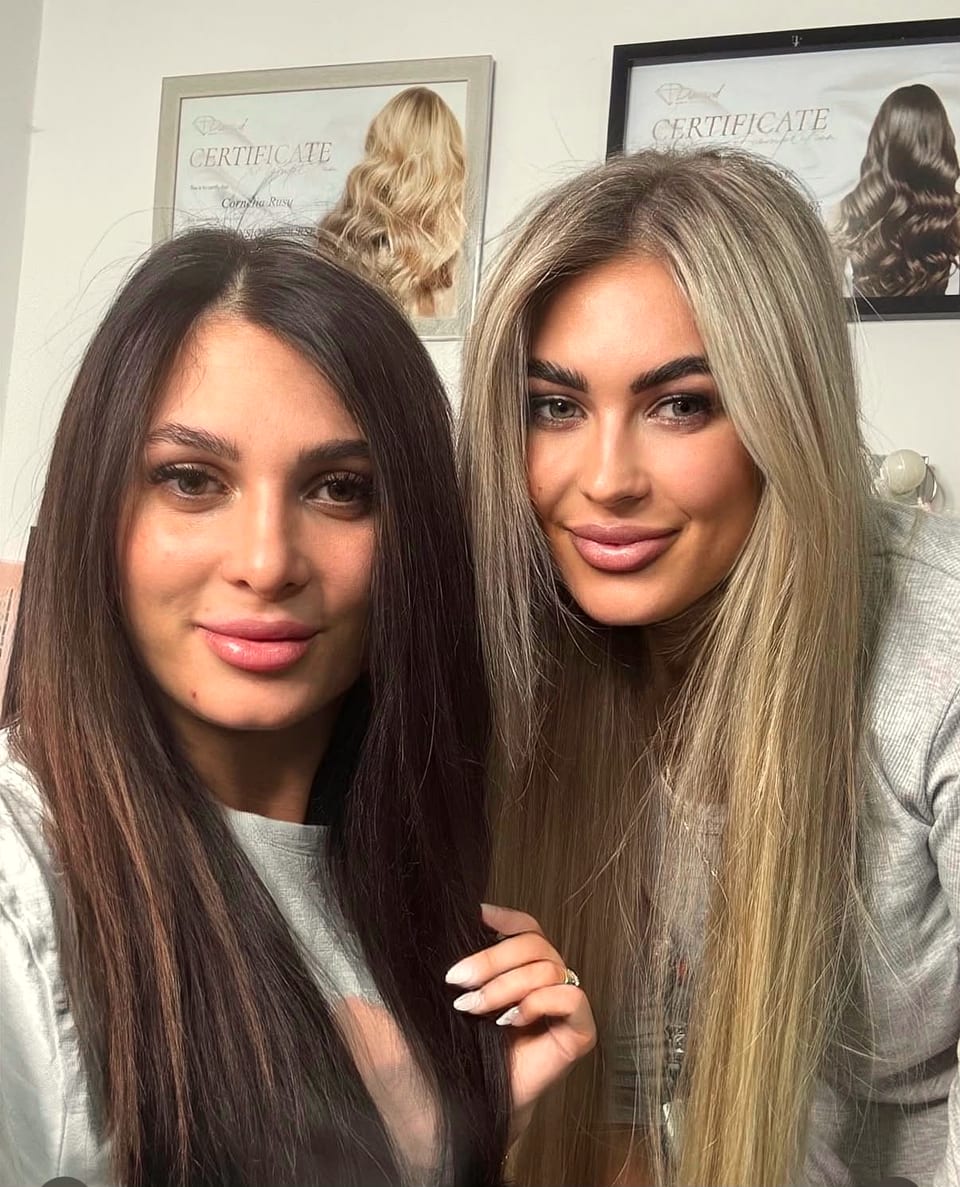 Mădălina and Cornelia, founders of Sisters Hair Extensions London